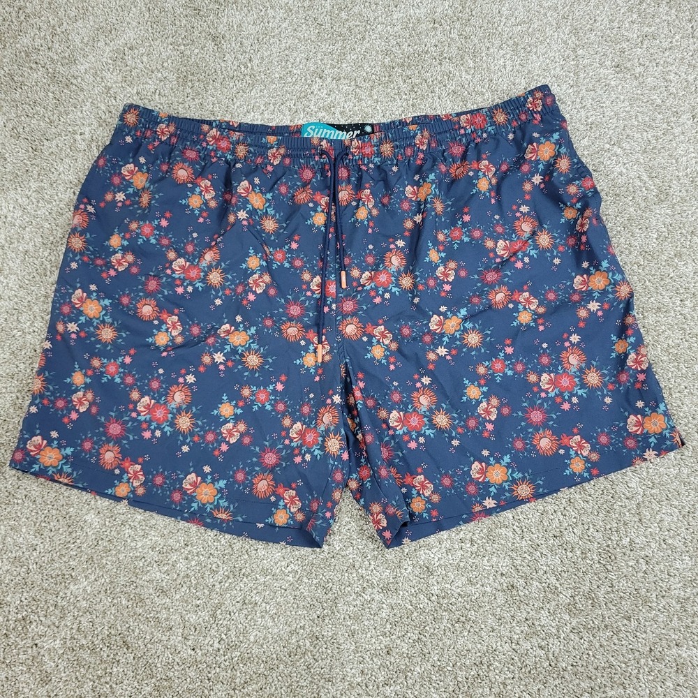 RSVLTS The Summer Collection Mens 4XL Blue AOP Floral Performance Swim Trunks